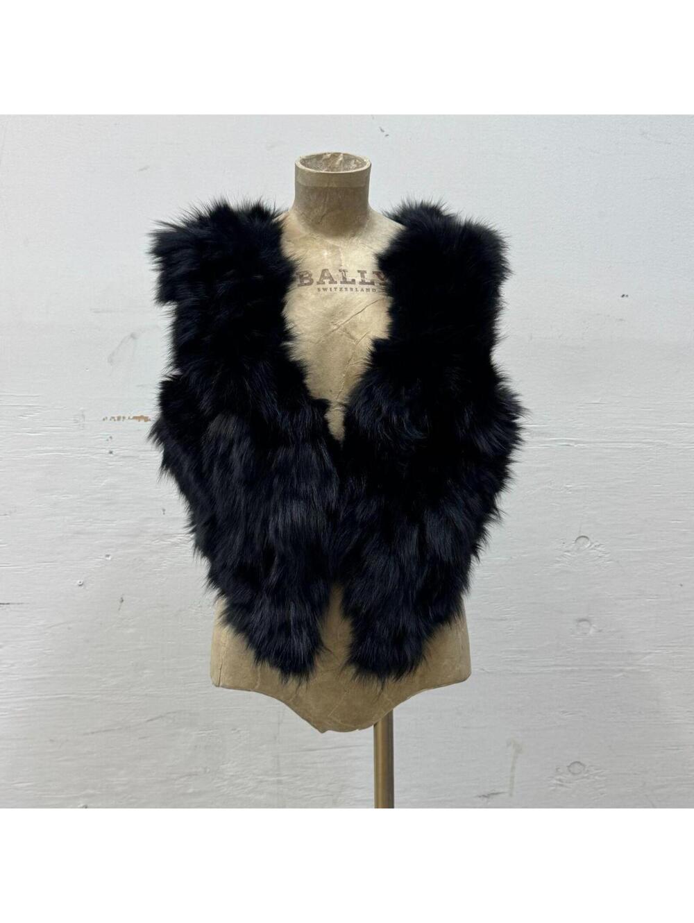 Vintage Y2K Black Fox Fur Vest